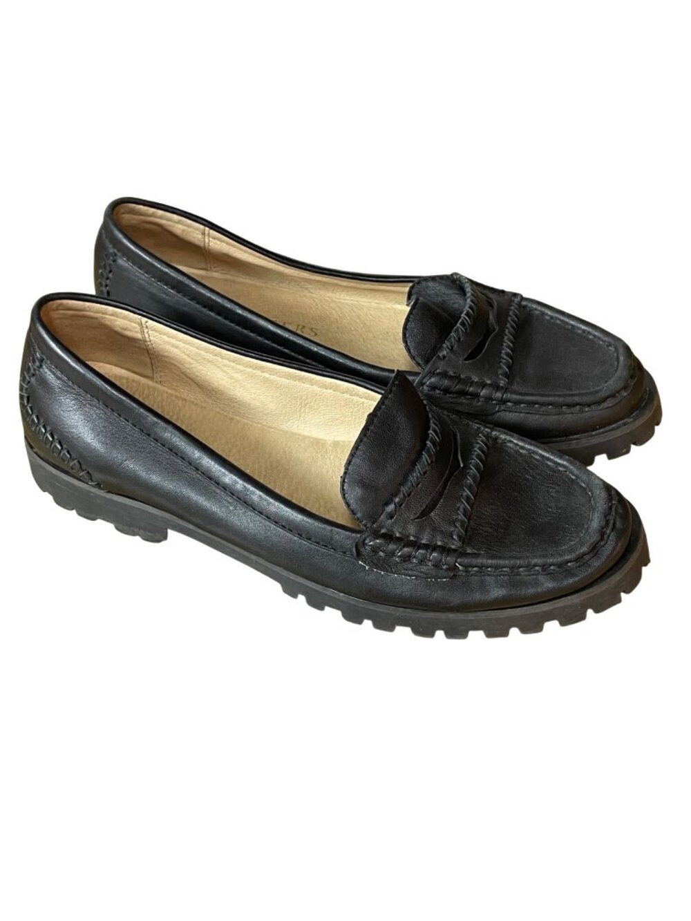 Jack Rogers Tabby Leather‎ Penny Loafers Black Sz 7 Slip On Preppy